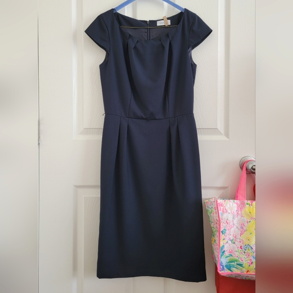 Calvin Klein Navy Blue Women's Sheath Dress, Size 0